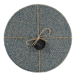 Round Jute Placemat Set of 4 / 27cm / Cornflower