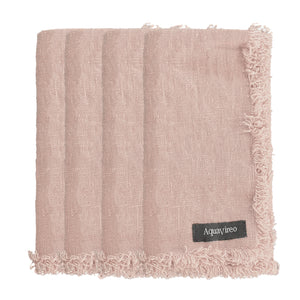 Fringed Linen Napkins / Pack of 4 / 47x47cm / Pink *