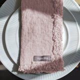 Fringed Linen Napkins / Pack of 4 / 47x47cm / Pink *
