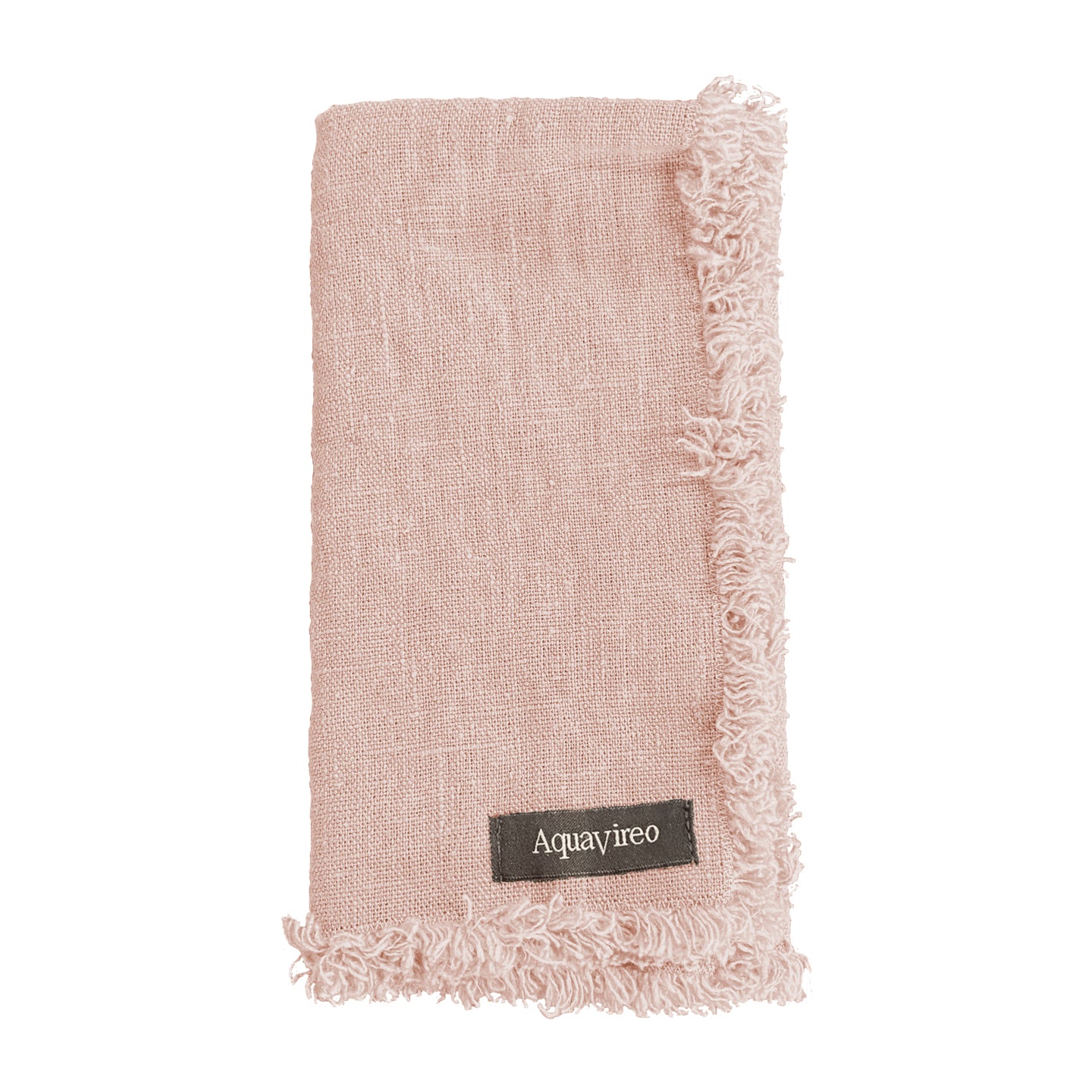 Fringed Linen Napkins / Pack of 4 / 47x47cm / Pink *