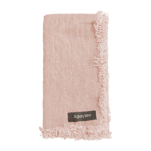 Fringed Linen Napkins / Pack of 4 / 47x47cm / Pink *