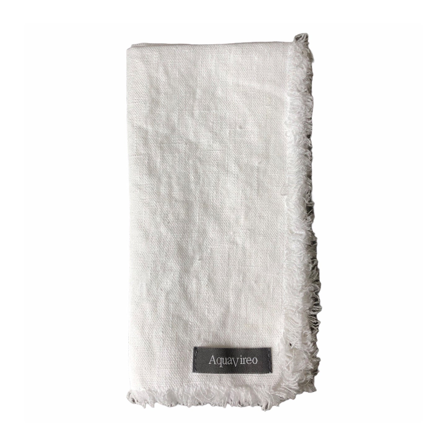 Fringed Linen Napkins / Pack of 4 / 47x47cm / White