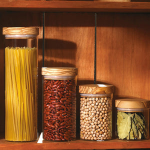 Berard Olivewood Glass Storage Jar with Olivewood Lid