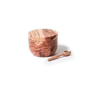 Berard Olivewood Salt Pot with Magnetic Lid and Scoop