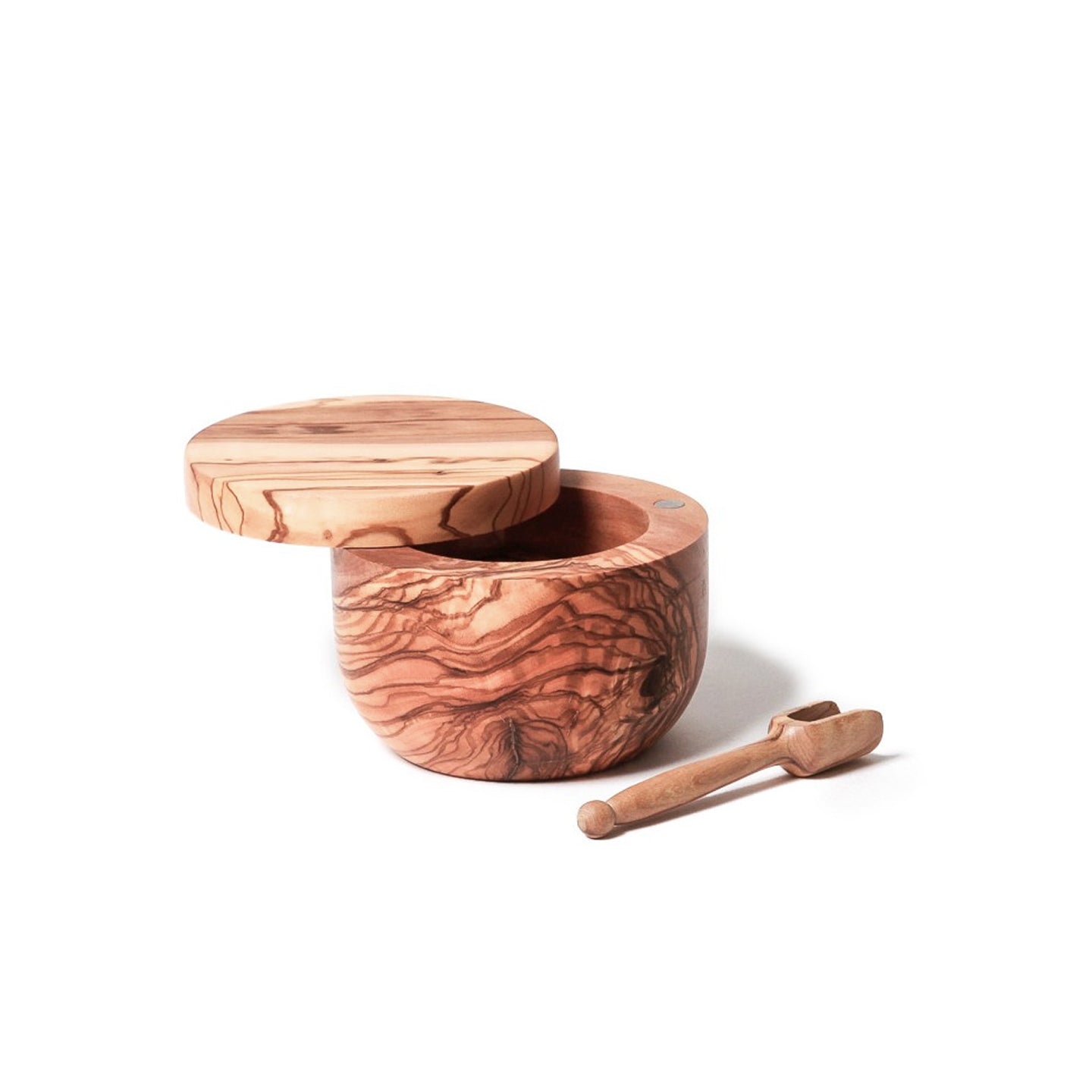 Berard Olivewood Salt Pot with Magnetic Lid and Scoop