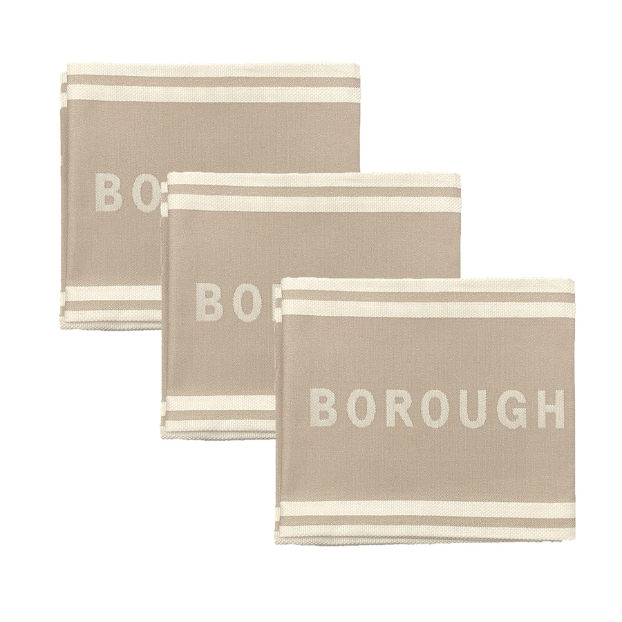 Borough Kitchen French Jacquard Tea Towel / Pack of 3 / Taupe