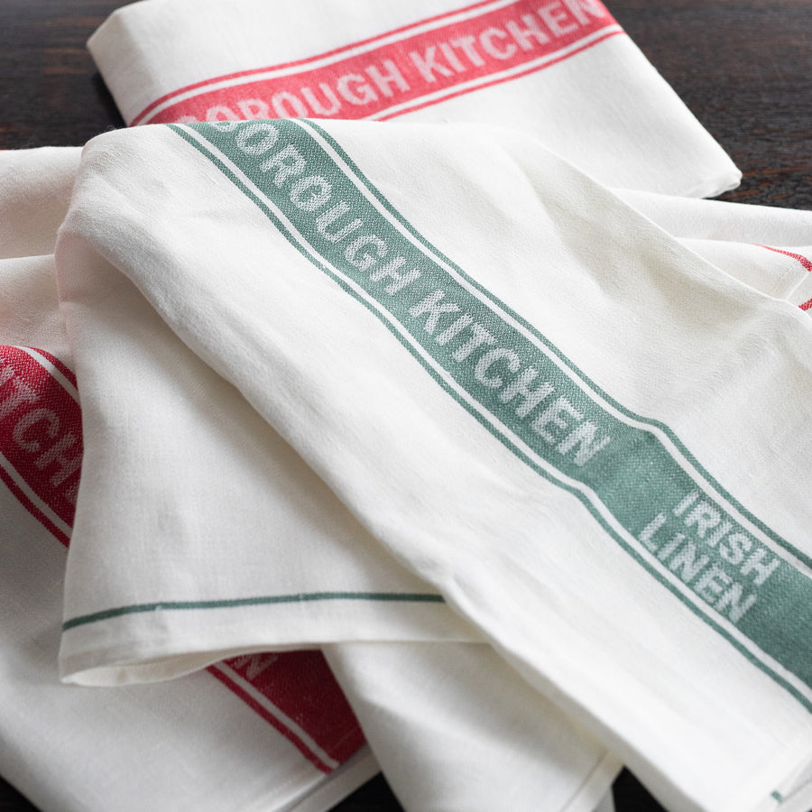 Borough Kitchen Irish Linen Tea Towel / Pack of 3 / Green
