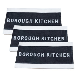 Borough Kitchen French Jacquard Tea Towel / Pack of 3 / Black