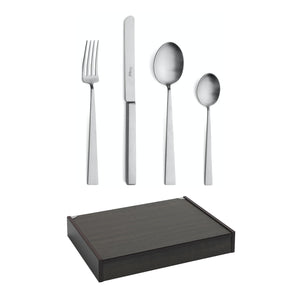 Cutipol Bauhaus 24 Piece Cutlery Set / Brushed Steel with Canteen