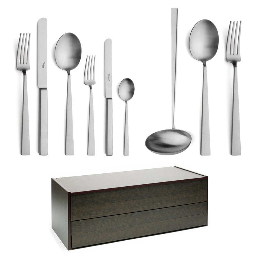 Cutipol Bauhaus 75 Piece Cutlery Set / Brushed Steel with Canteen