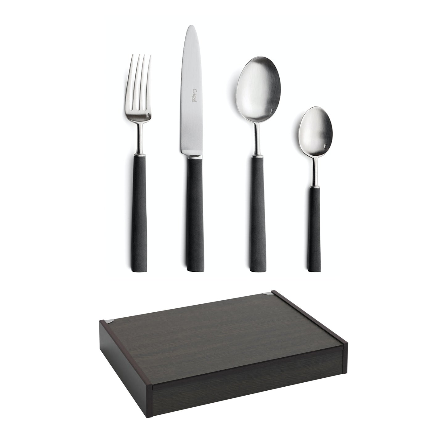 Cutipol Ebony 24 Piece Cutlery Set / Black and Stainless Steel with Canteen