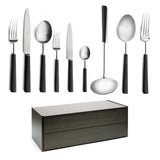 Cutipol Ebony 75 Piece Cutlery Set / Black and Stainless Steel with Canteen