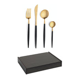 Cutipol Goa 24 Piece Cutlery Set with Canteen / Black & Gold