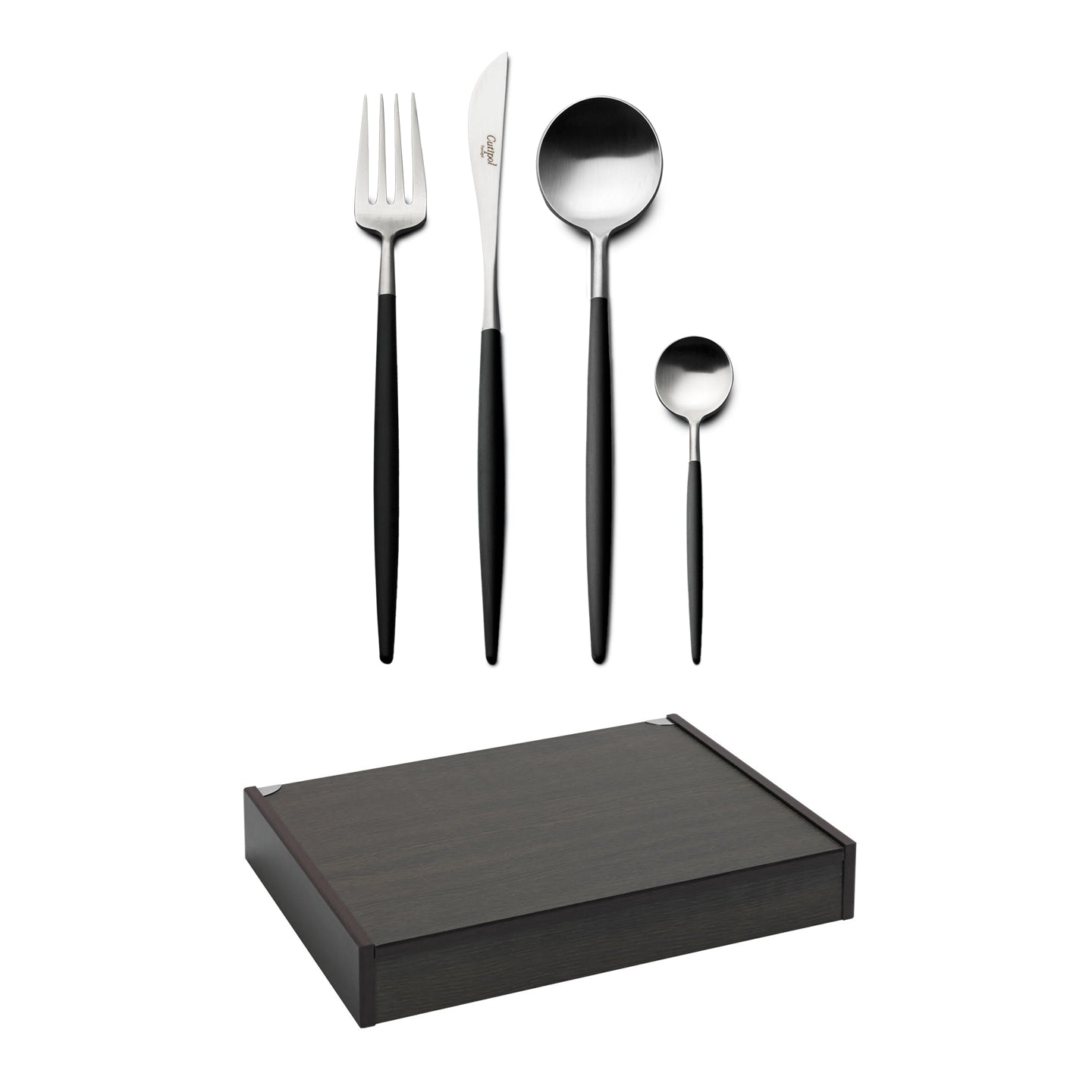 Cutipol Goa 24 Piece Cutlery Set / Black and Stainless Steel with Canteen