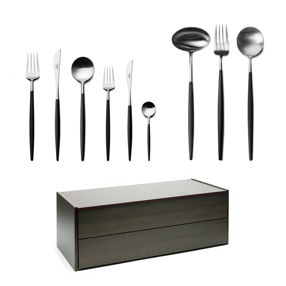 Cutipol Goa 75 Piece Cutlery Set / Black and Stainless Steel with Canteen *