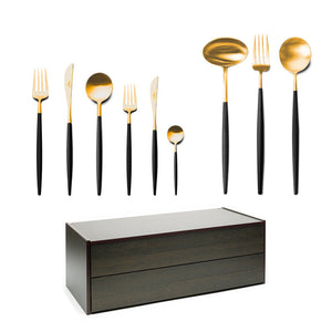 Cutipol Goa 75 Piece Cutlery Set with Canteen / Black & Gold