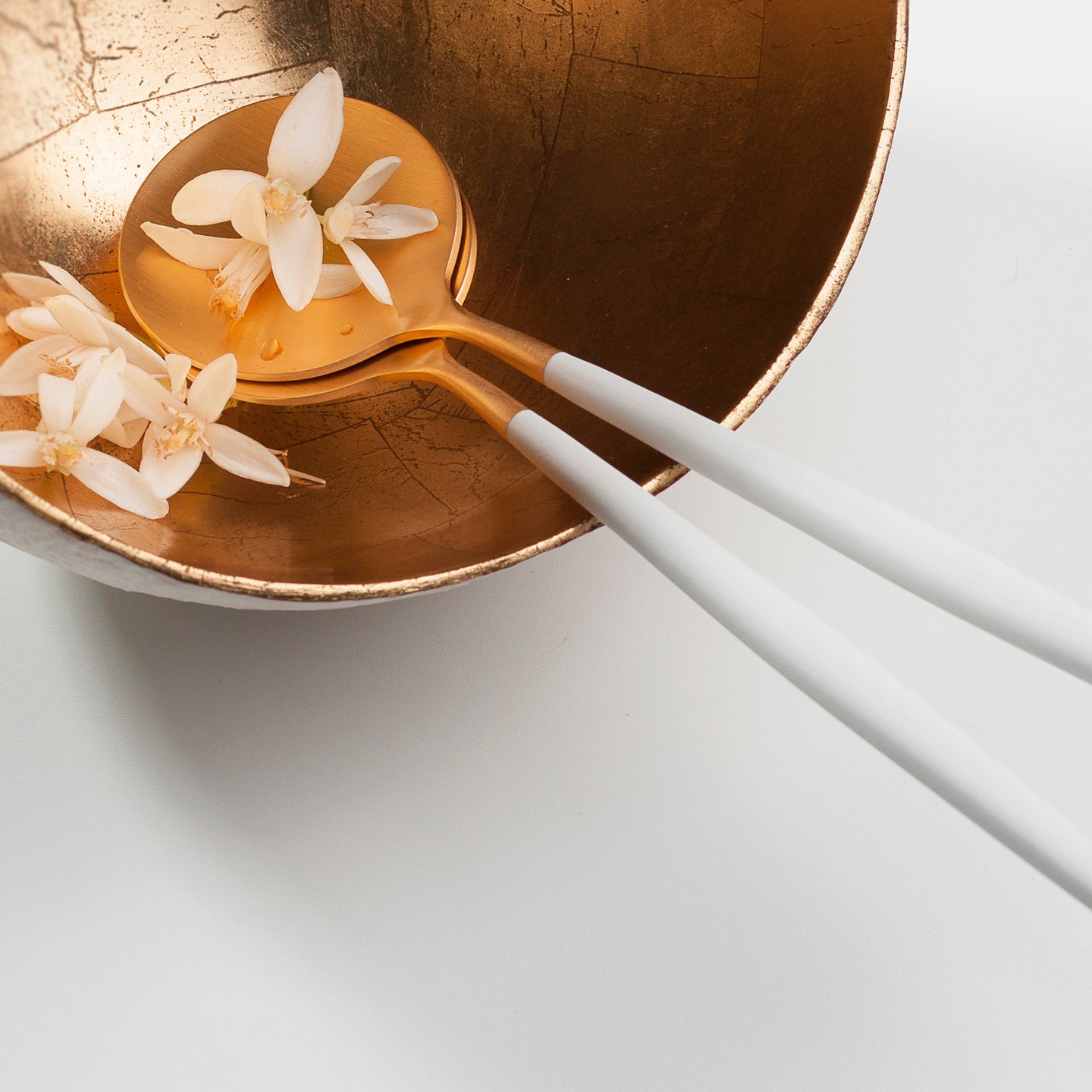 Cutipol Goa Salad Servers / White and Gold *