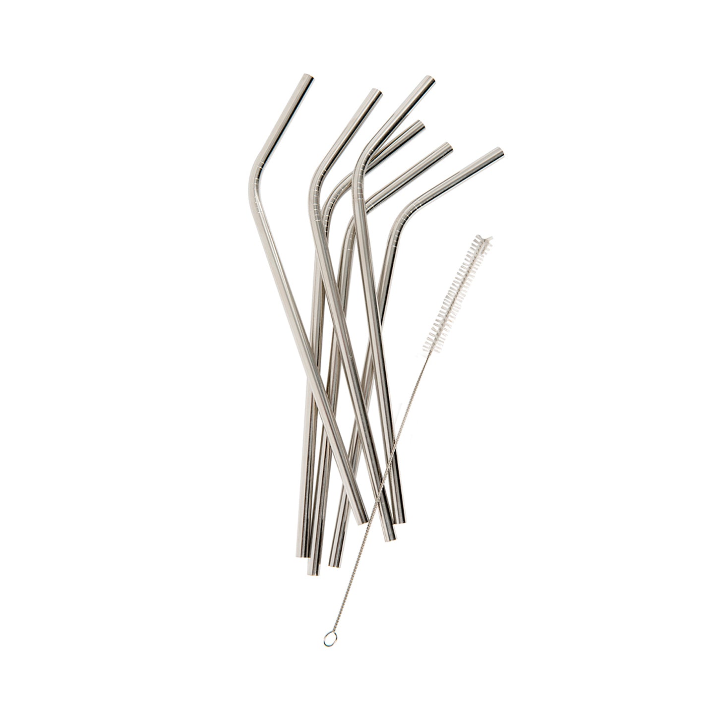 Stainless Steel Straws 6 Piece Set w Cleaning Brush
