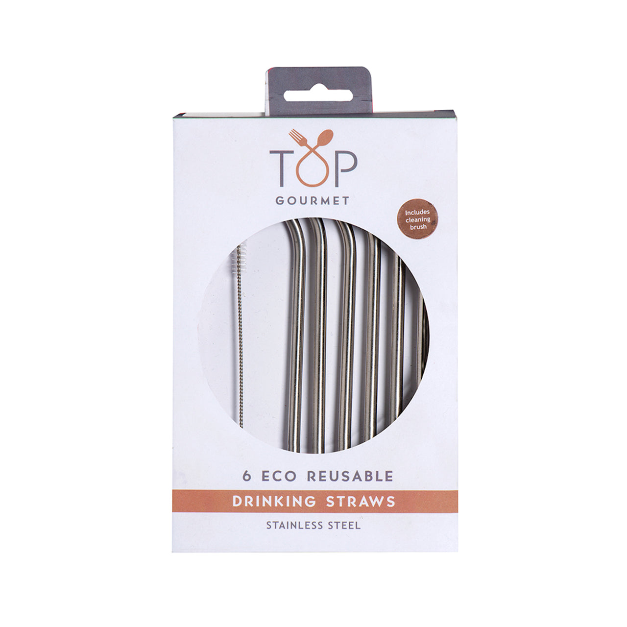 Stainless Steel Straws 6 Piece Set w / Cleaning Brush