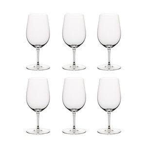 Short Stem Wine Glass Wood Table Water Drops White Walls Stock