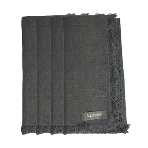 Fringed Linen Napkins / Pack of 4 / 47x47cm / Grey *