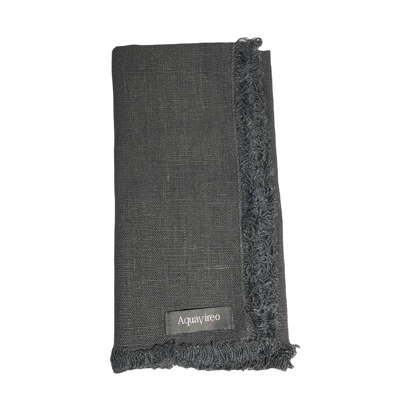 Fringed Linen Napkins / Pack of 4 / 47x47cm / Grey *