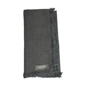 Fringed Linen Napkins / Pack of 4 / 47x47cm / Grey *