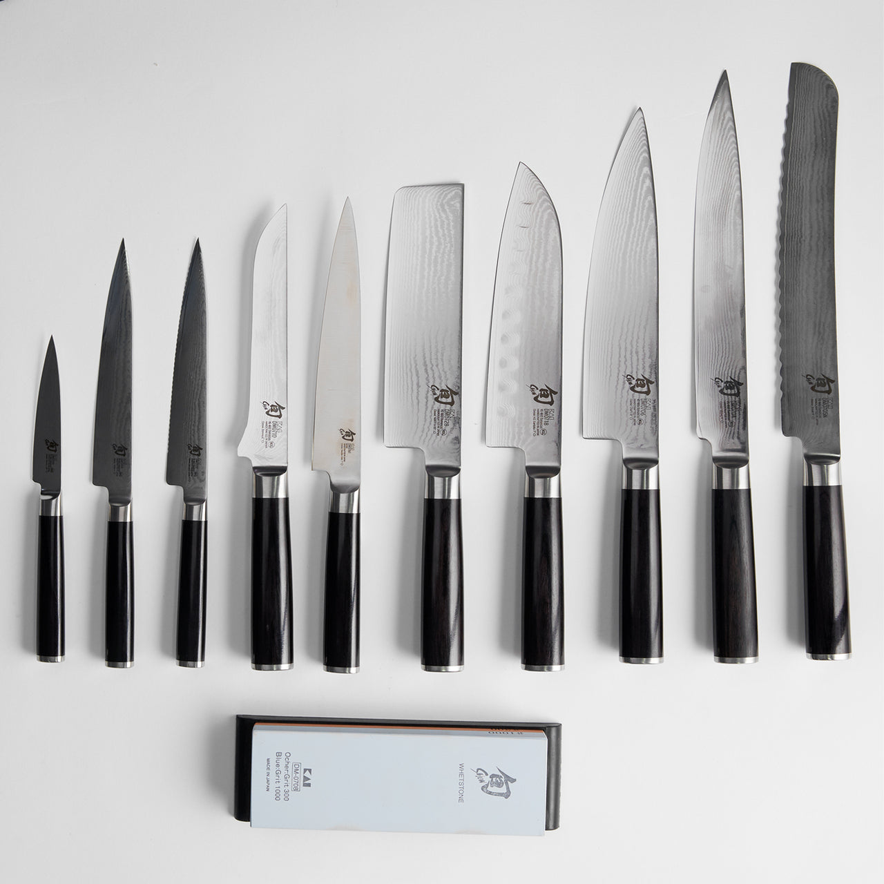 Kai Shun Classic 10 Knife, Whetstone and Block Set / Walnut Block