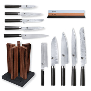 Kai Shun Classic 10 Knife, Whetstone and Block Set / Walnut Block