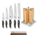 Kai Shun Nagare 5 Knife, Whetstone and Block Set / Oak Block