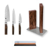 Kai Shun Premier 3 Knife, Whetstone and Block Set / Walnut Block