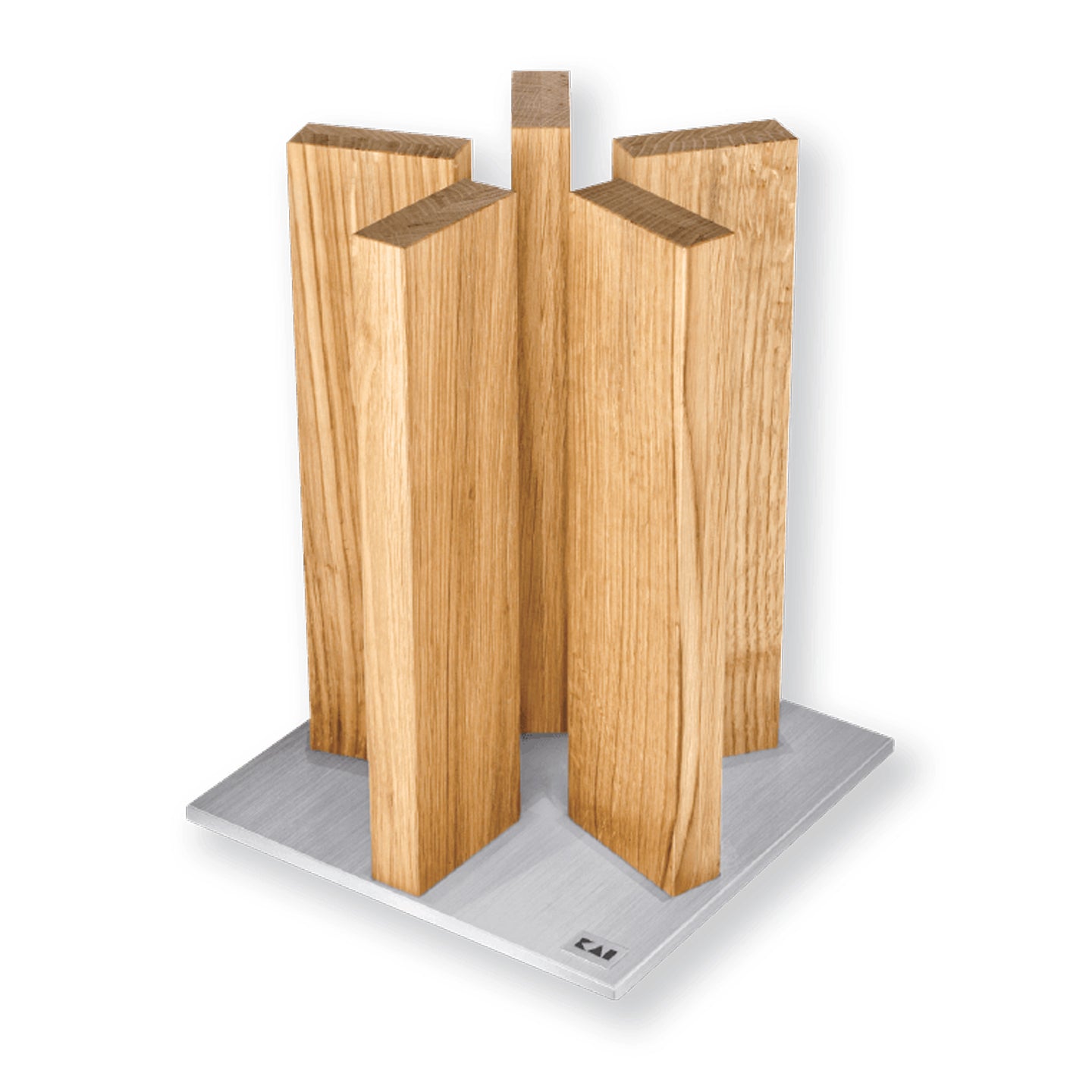 Stonehenge 5 Pillar Oak Knife Block Stainless Steel Base