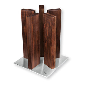 KAI Stonehenge 5 Pillar Walnut Knife Block with Stainless Steel Base