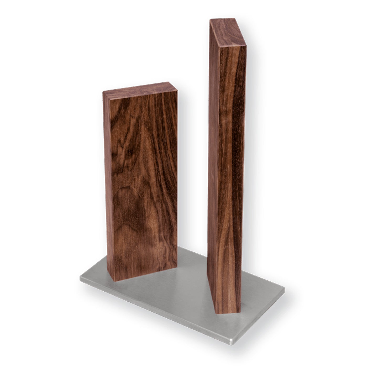 Stonehenge 2 Pillar Walnut Knife Block Stainless Steel Base