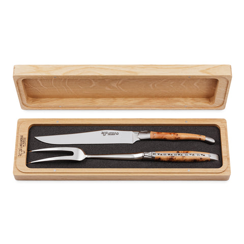 Laguiole en Aubrac Handcrafted Carving Set with Buffalo Horn Handle - Thumbnail 2