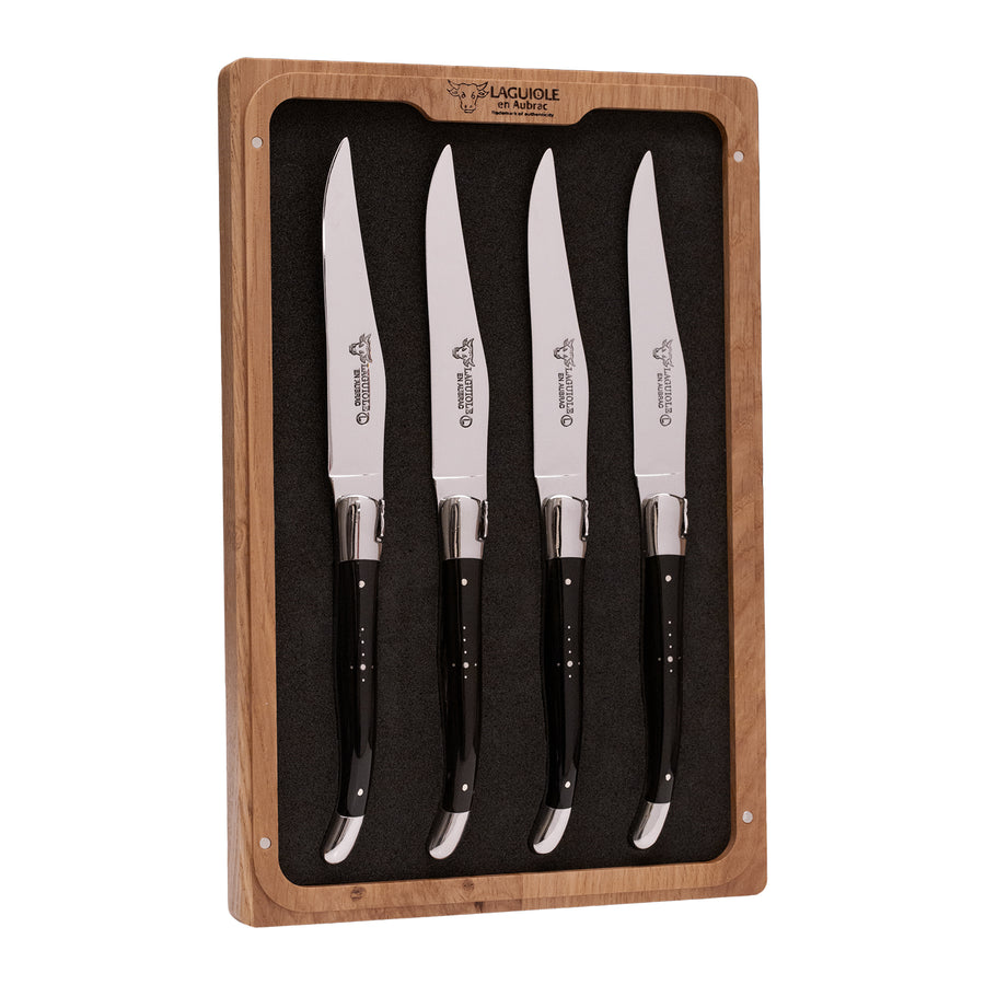 Opinel Facette Full-Tang Steak Knives, Set of 4, Wood Handles on