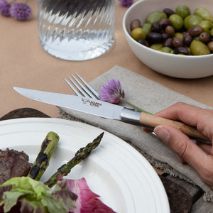 LAGUIOLE Set 4 Coltelli Da Bistecca Stonewash - Manico In Legno Pakka E Acciaio Inox - Regalo Da Collezione