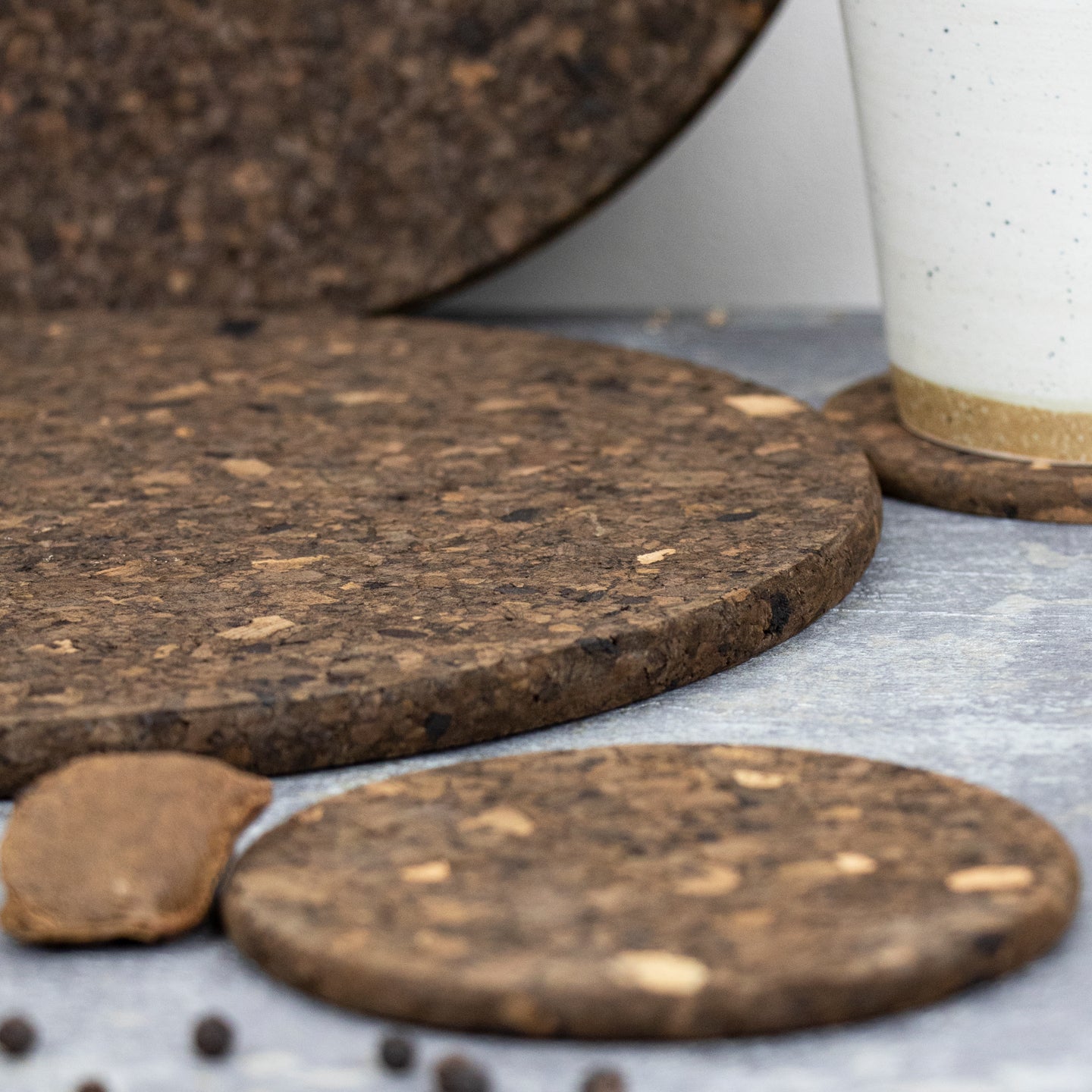 Smoked Cork Coasters 10cm / Set of 4