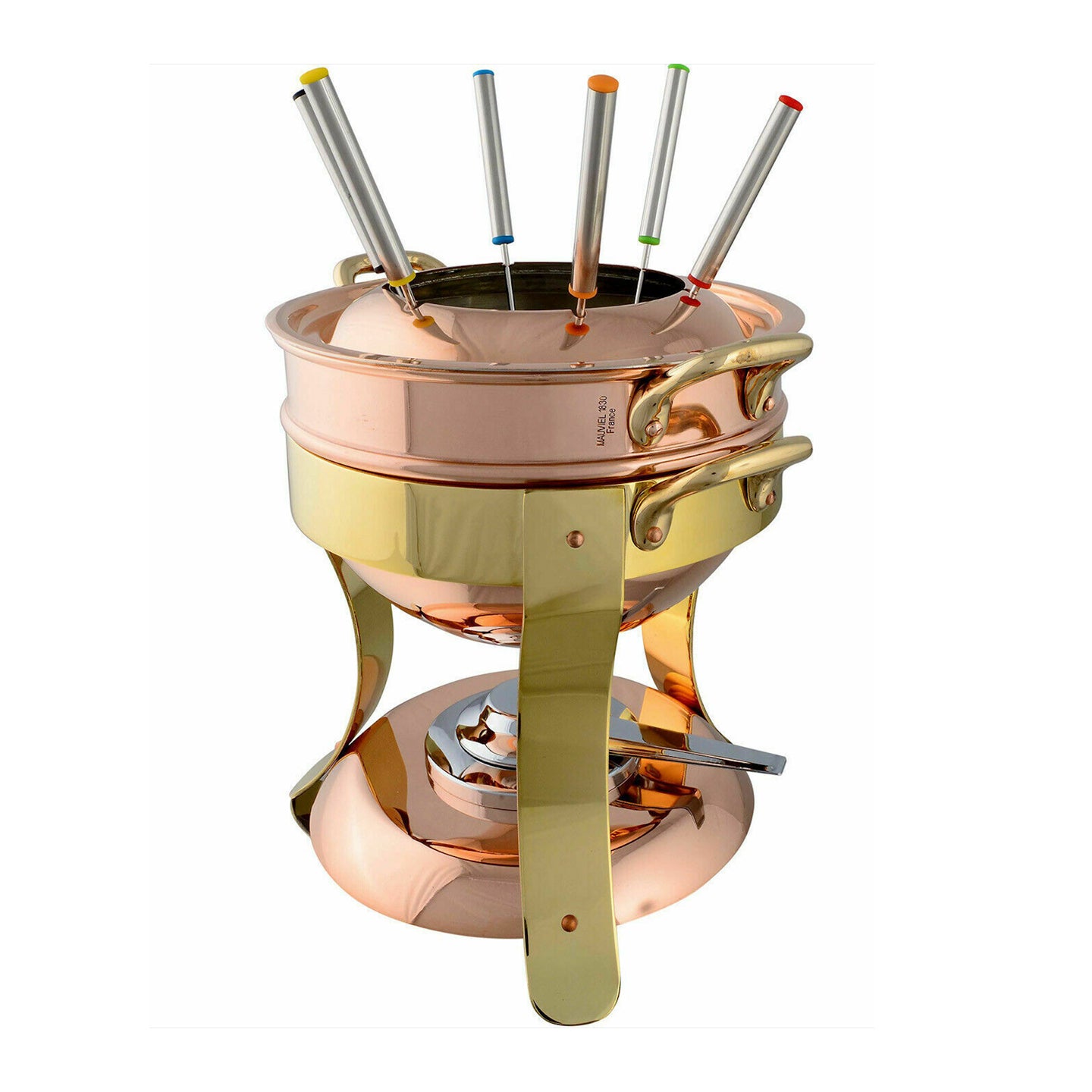 Mauviel Copper and Bronze Fondue Set