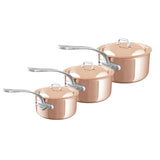 Mauviel M'6S Induction Compatible 3 Piece Saucepan Set with Lids