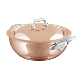 Mauviel M'6S Induction Compatible Copper Curved Splayed Saute Pan with Lid