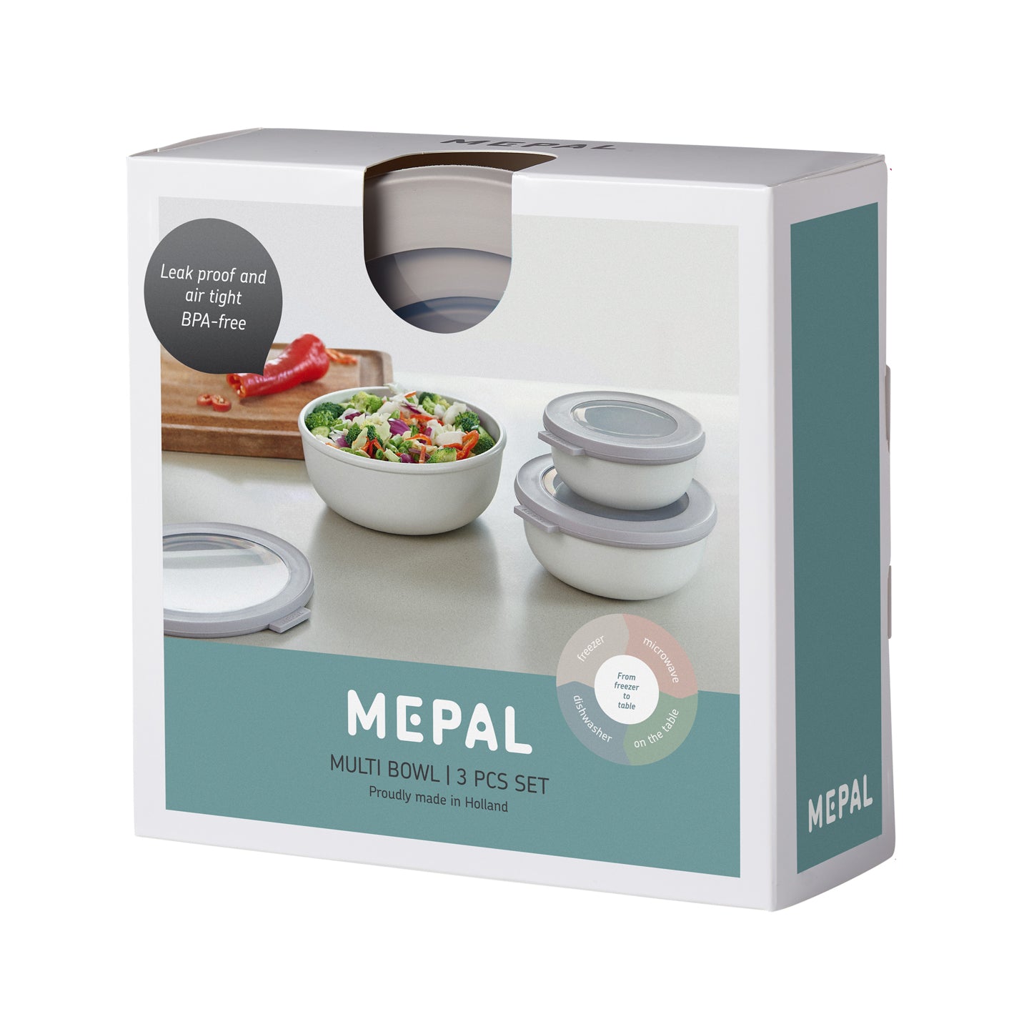 Mepal Cirqula Multi Bowl with Lid / Set of 3 / Nordic White