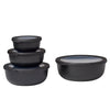 Mepal Cirqula Round Stacking Bowls with Lids (Wide) / Set of 4 / Black