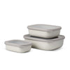 Mepal Cirqula Rectangular Stacking Bowls with Lids (500ml to 2L) / Set of 3 / Nordic White