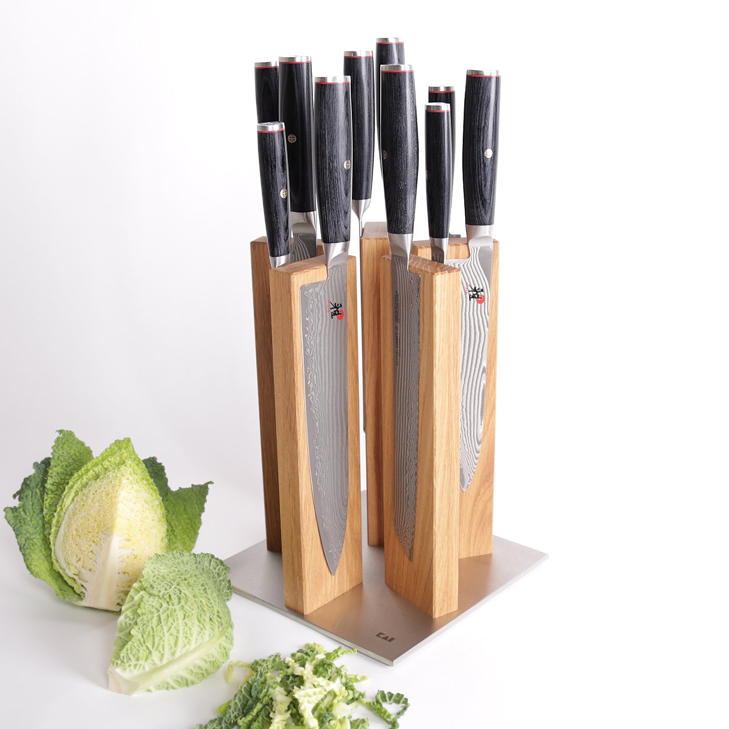 Miyabi 5000 FCD 10 Knife and Kai Block Set / Oak Block