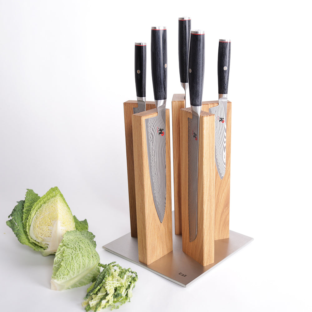 Miyabi 5000 FCD 5 Knife and Kai Block Set / Oak Block