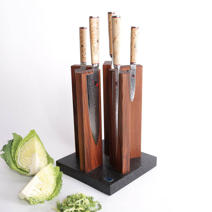 Miyabi 5000 MCD 5 Knife and Kai Block Set / Walnut Block