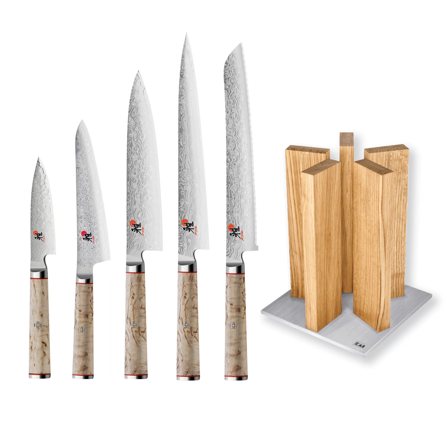 Miyabi 5000 MCD 5 Knife and Kai Block Set / Oak Block