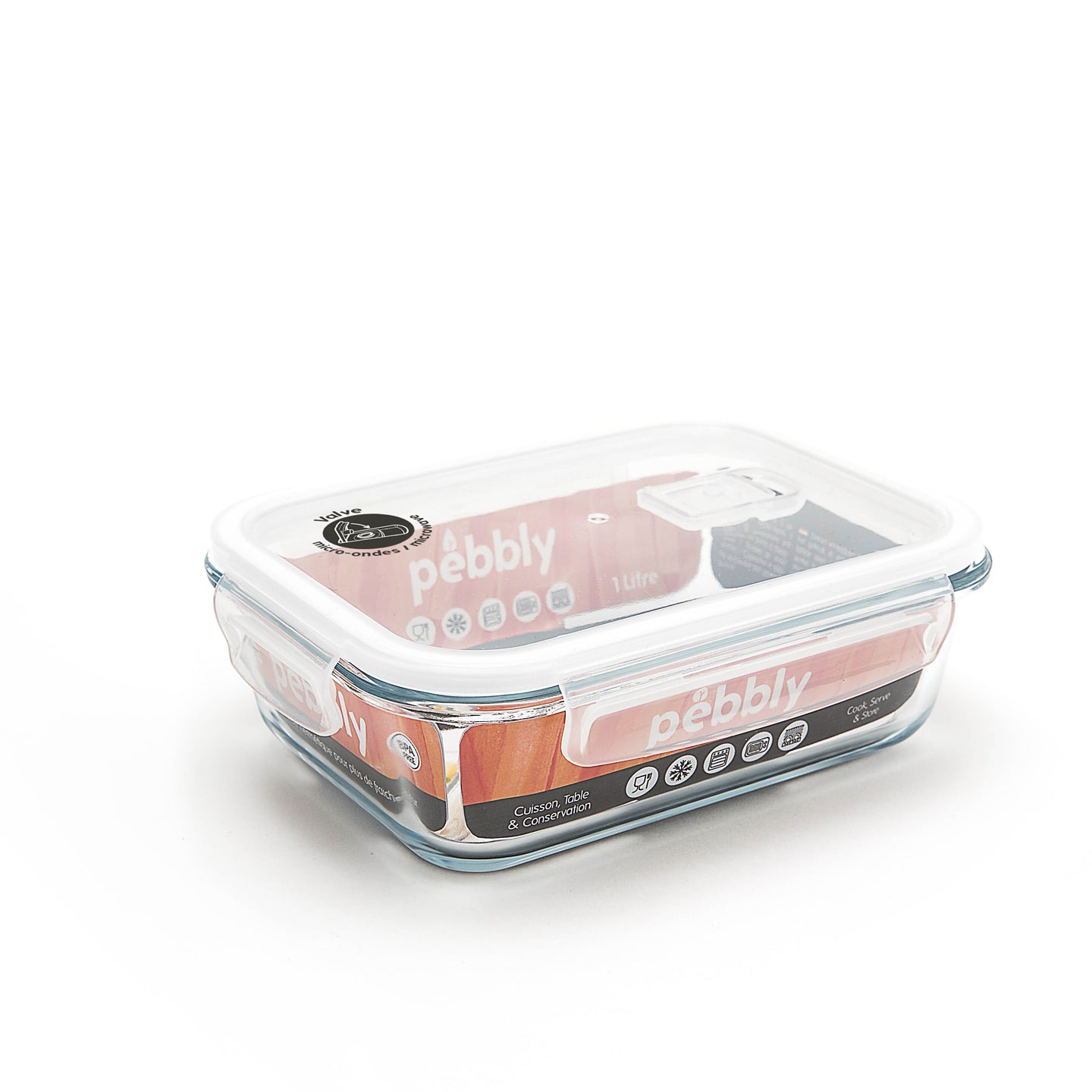 Pebbly Rectangular Glass Container