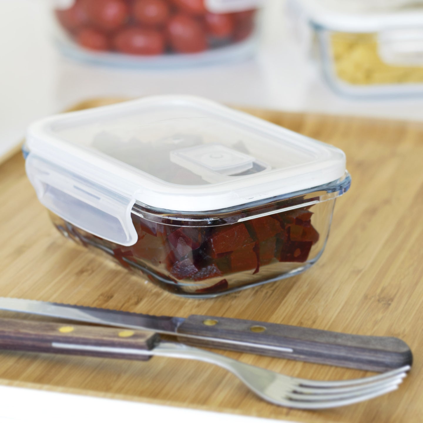 Glass Rectangular Stock Containers Pebbly Rectangular Glass Container | Borough Kitchen